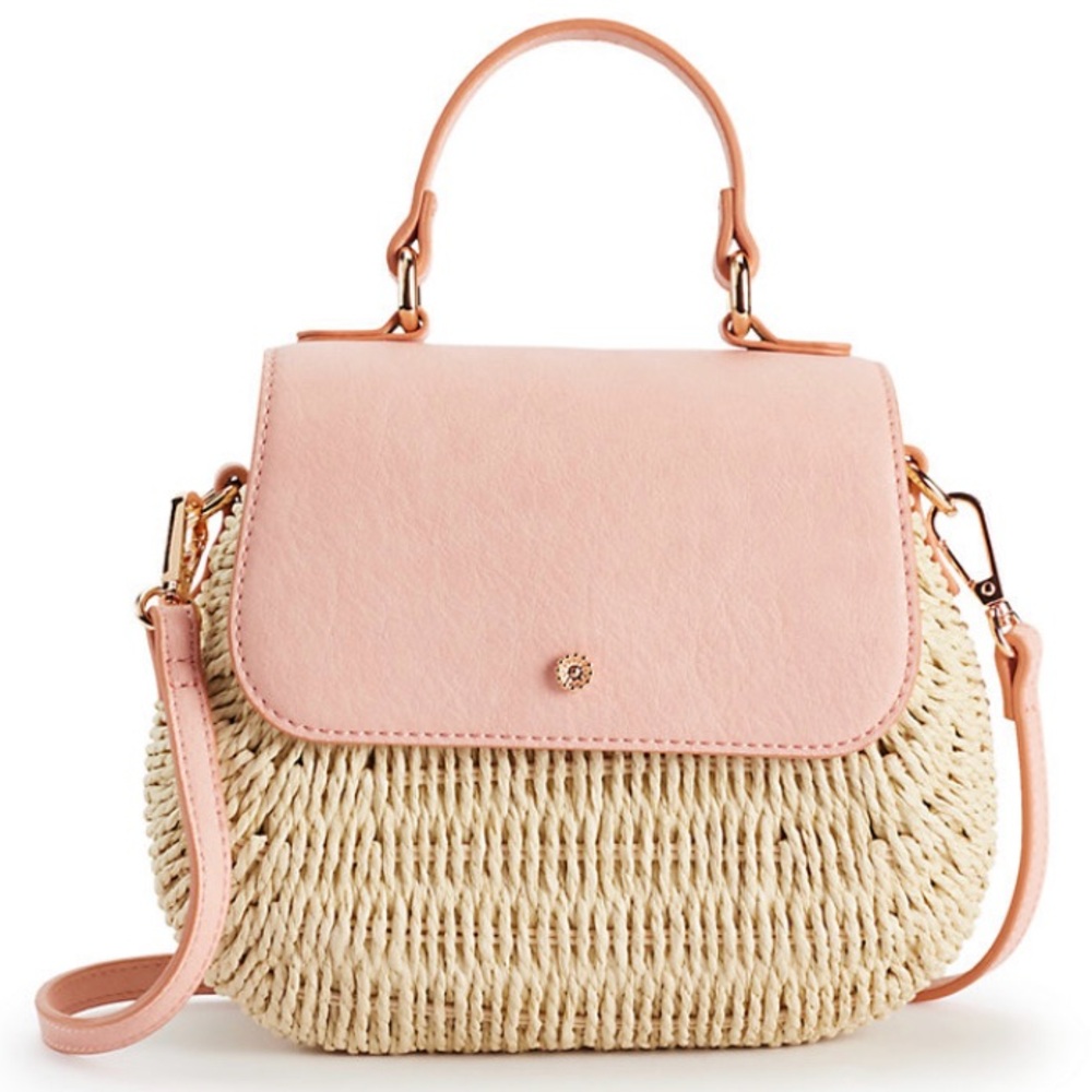 LC Lauren Conrad Pink Straw Bag